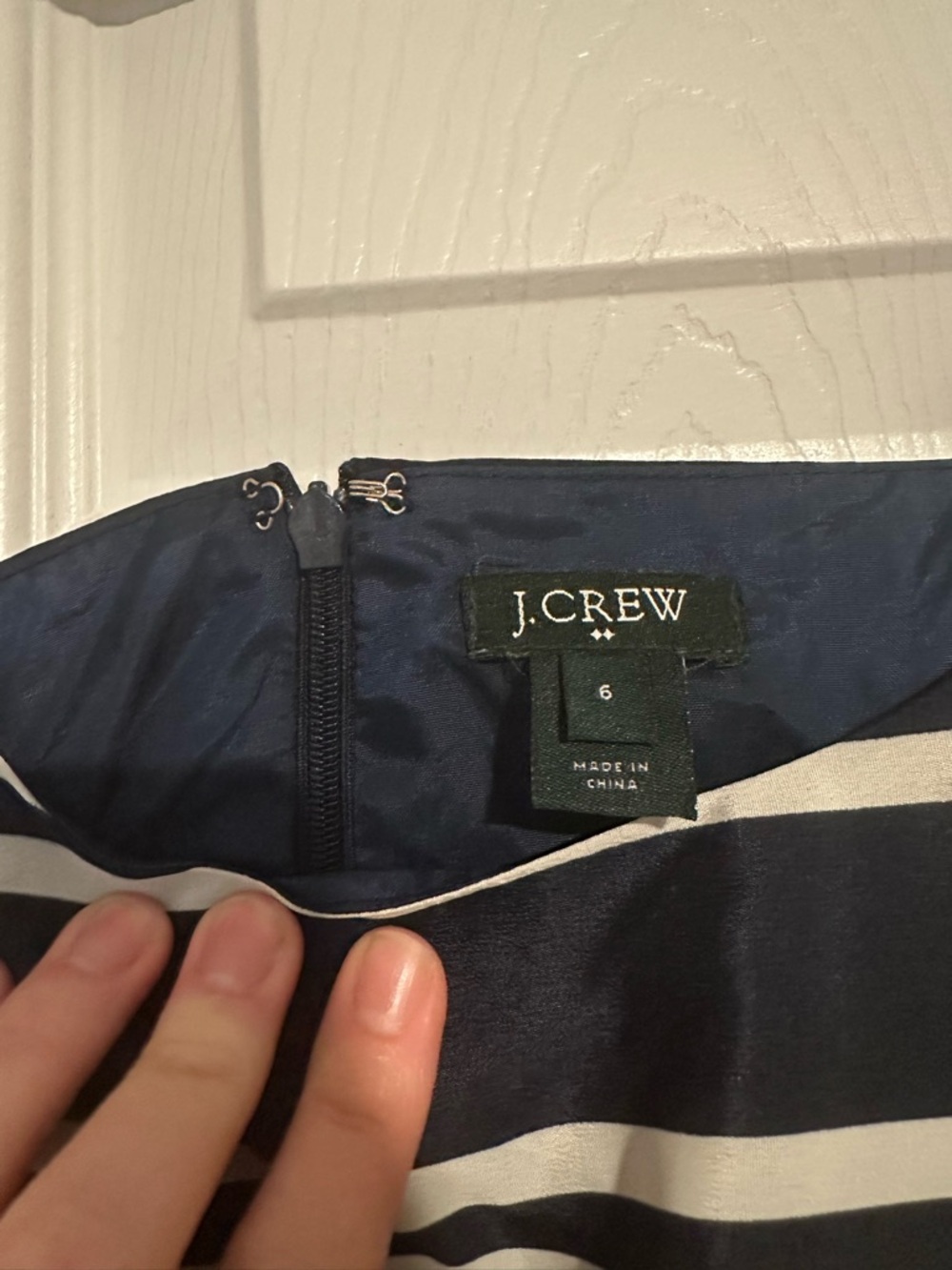 J Crew Navy & Cream Spaghetti Strap Dress - Picture 3 of 11